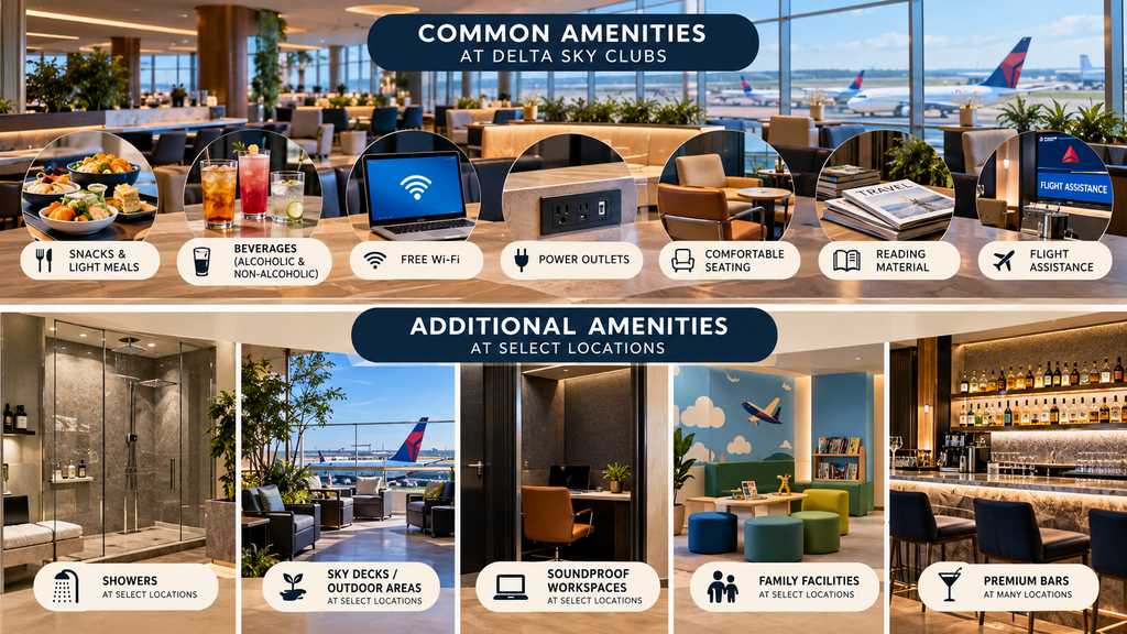 What Amenities Do Delta Sky Clubs Offer?