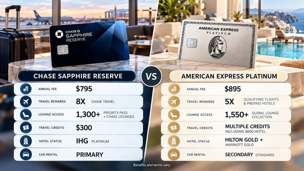 Chase Sapphire Reserve vs. Amex Platinum: Quick Comparison