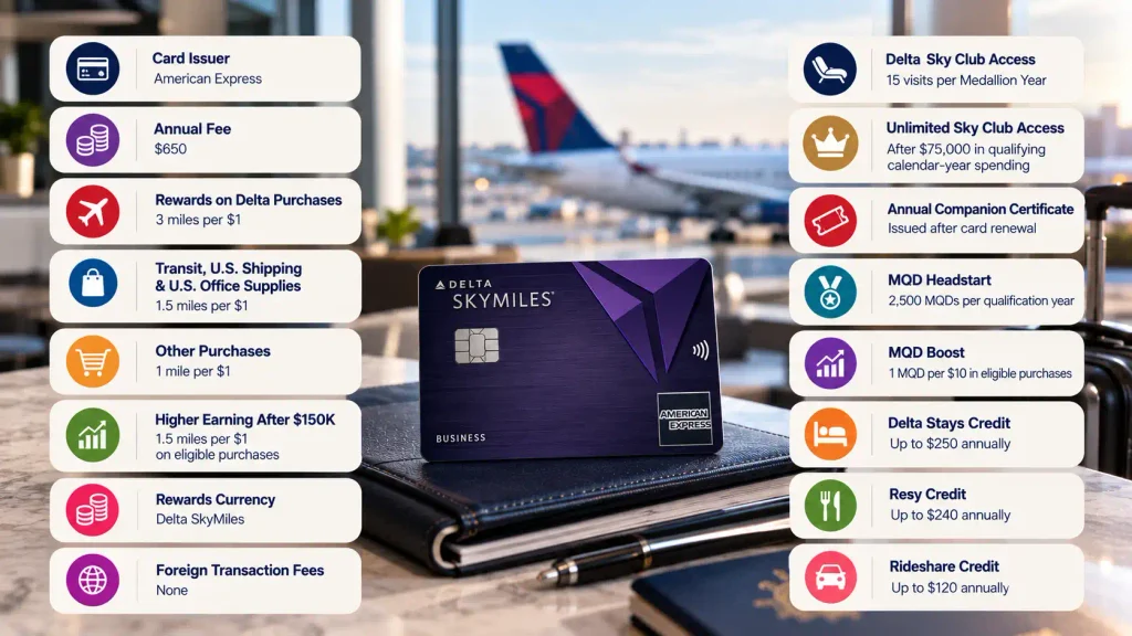 Delta SkyMiles Reserve Business Card at a Glance