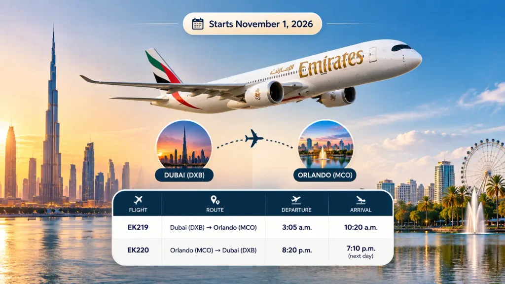Emirates A350 Orlando Service Starts November 1, 2026