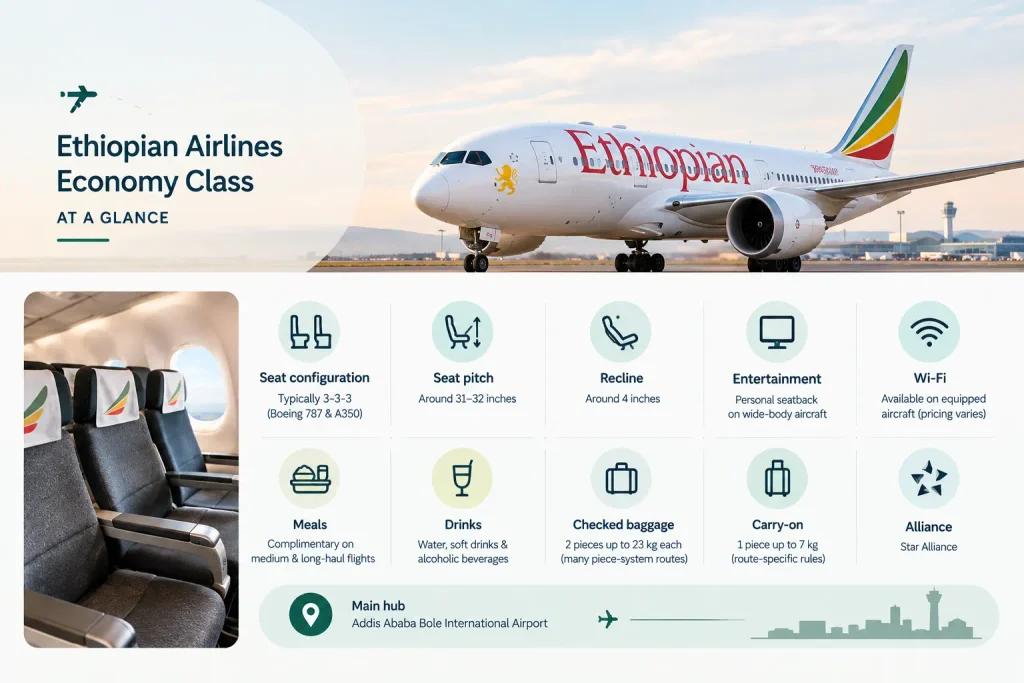 Ethiopian Airlines Economy Class at a Glance