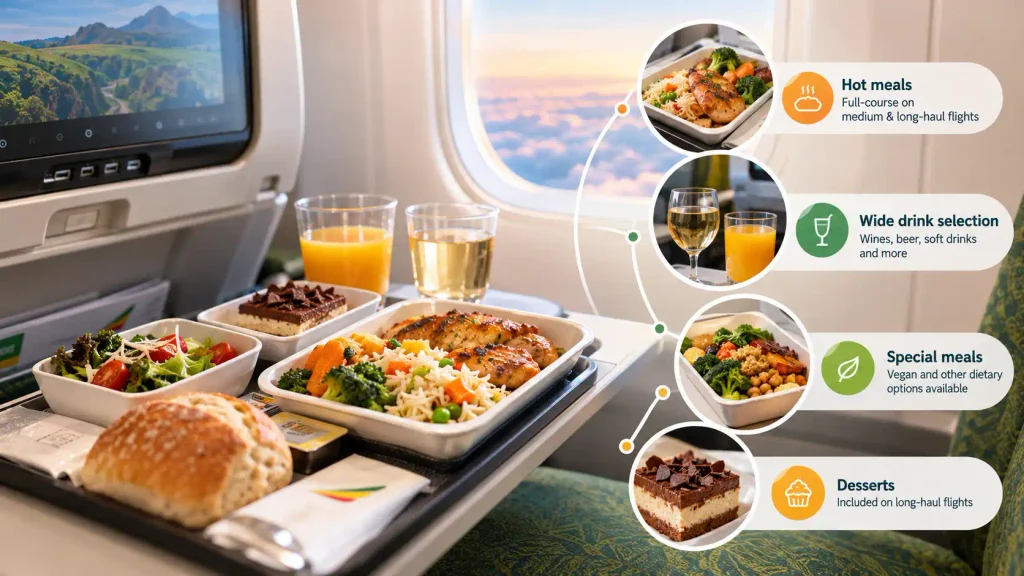 Ethiopian Airlines Economy Meals and Drinks