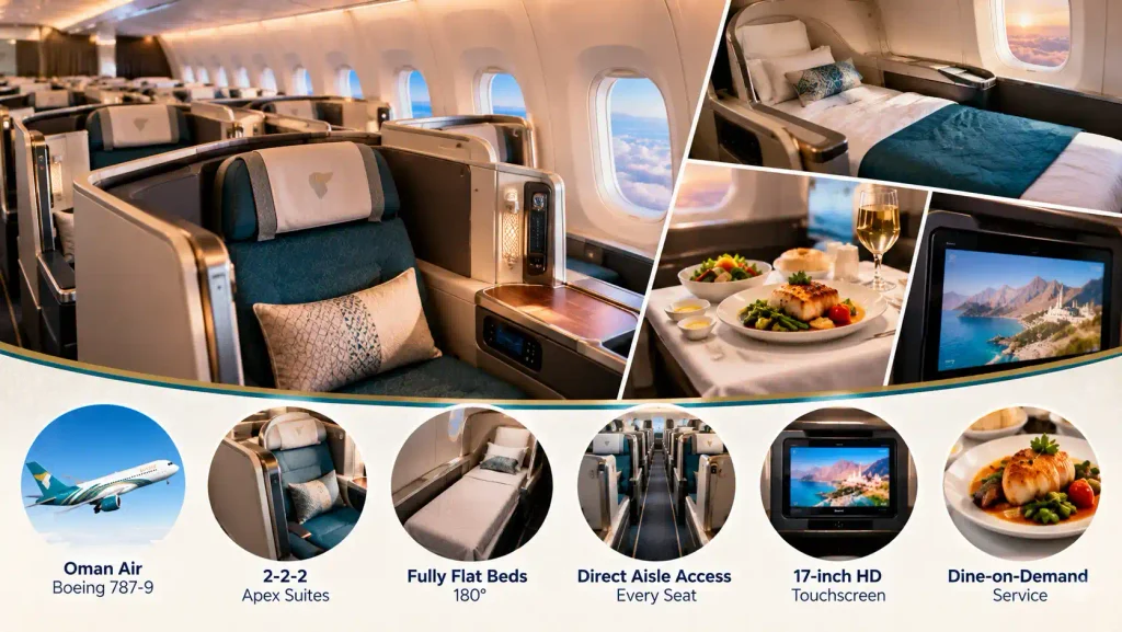 Oman Air Boeing 787-9 Business Class at a Glance