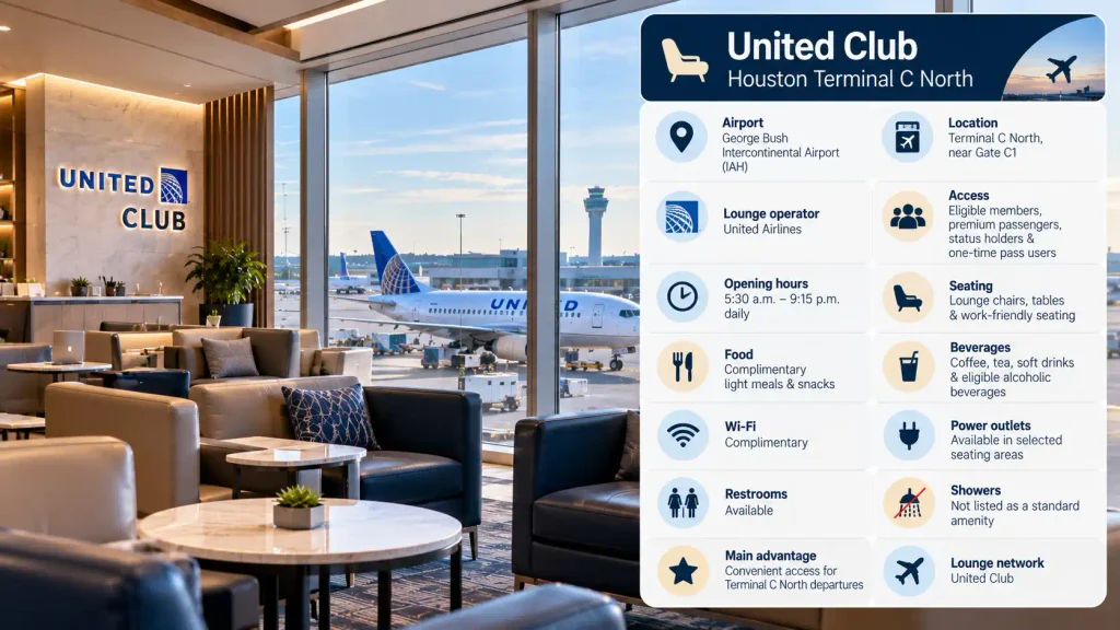 United Club Houston Terminal C North at a Glance
