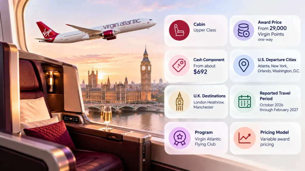 Virgin Atlantic 29,000-Point Award Alert: At a Glance