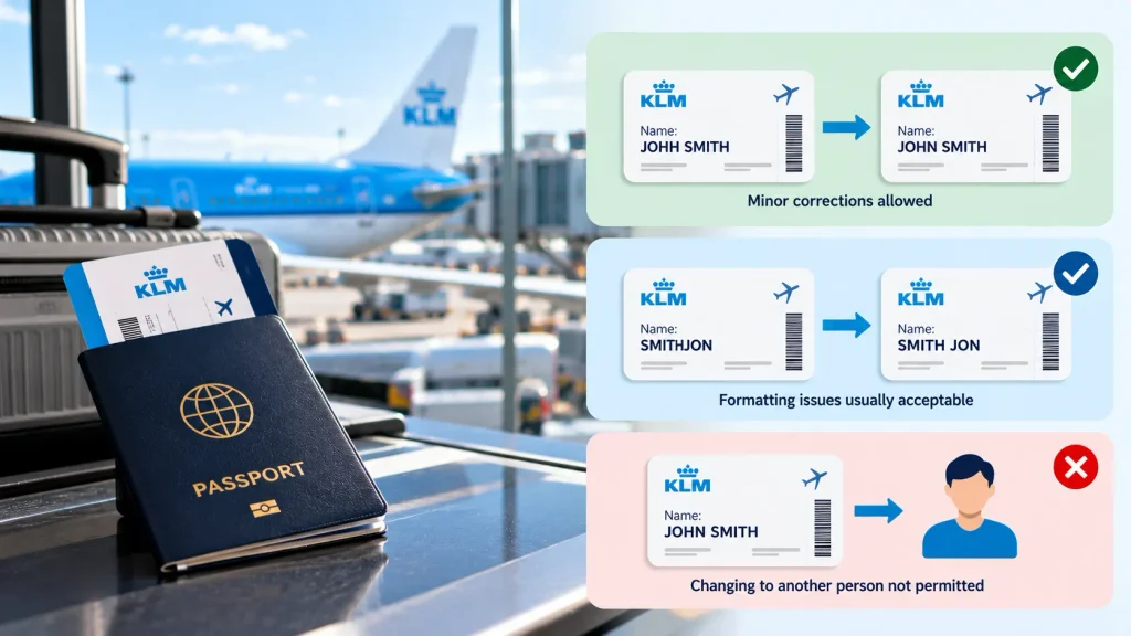 What Does the KLM Name Change and Correction Policy Allow?