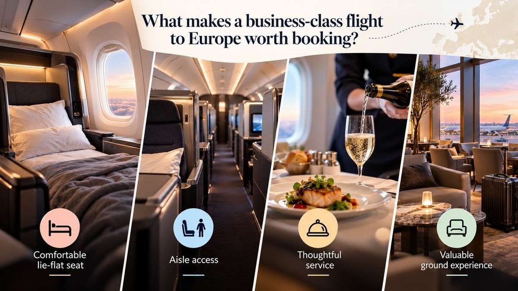 What makes a business-class flight to Europe worth booking?