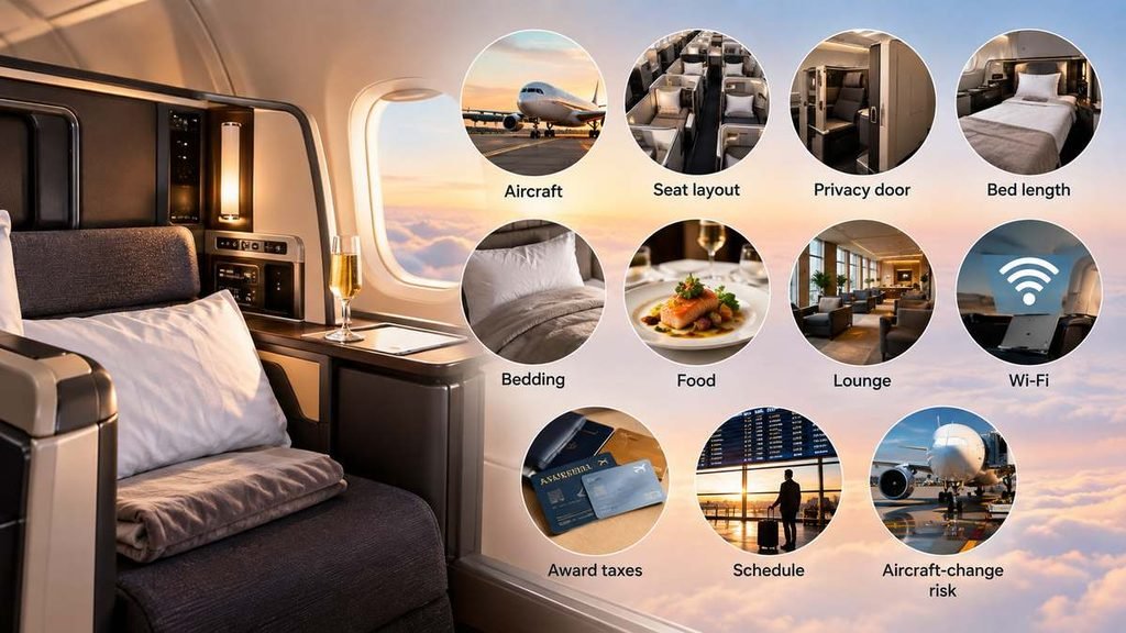 What should travelers compare before booking business class to Europe?