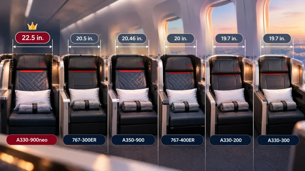 Which Delta One Aircraft Has the Widest Seat?